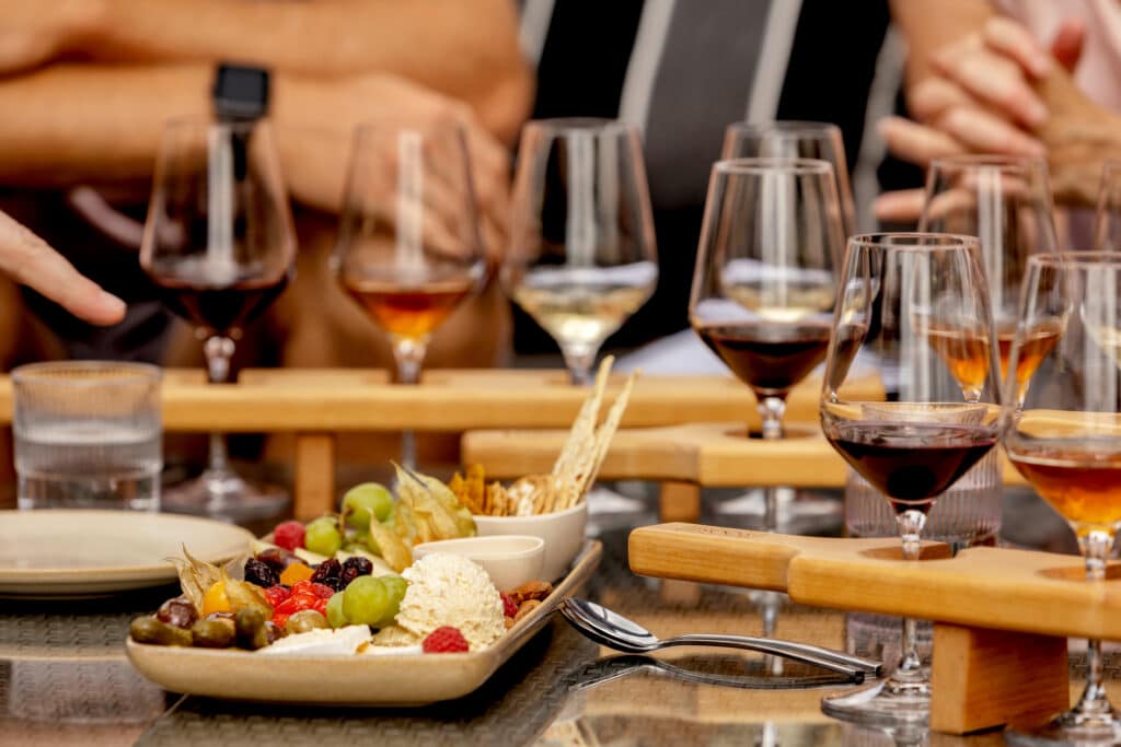 Flights, cheese and charcuterie at The Roost Winery in the Blue Mountains